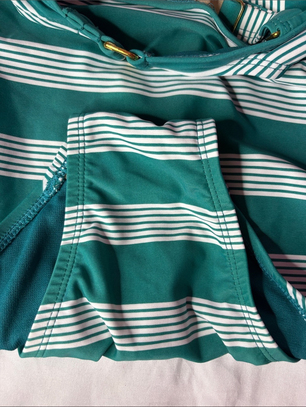 Terra & Sky Teal and White Striped One-Piece Swimdress - Picture 6 of 6